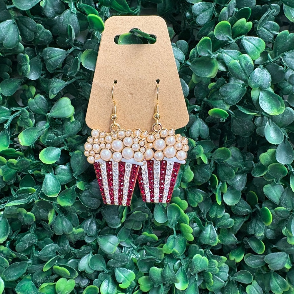 Red and Gold Popcorn Earrings